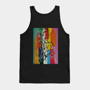 woman with cat abstract panting Tank Top